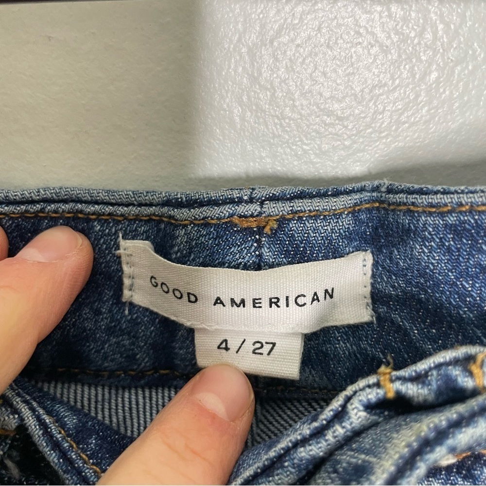 Good American Good Curve High Waist Raw Hem Straight Leg Jeans Womens 4/27 - Picture 2 of 10